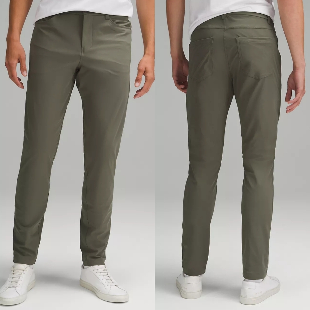 Lululemon ABC 5 Pocket Pant 36"L Warpstreme hemmed Army Green Olive 34W